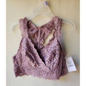 New Auden Women's Purple Lace Sheer Wireless Racerback Pullover Bralette Size XS